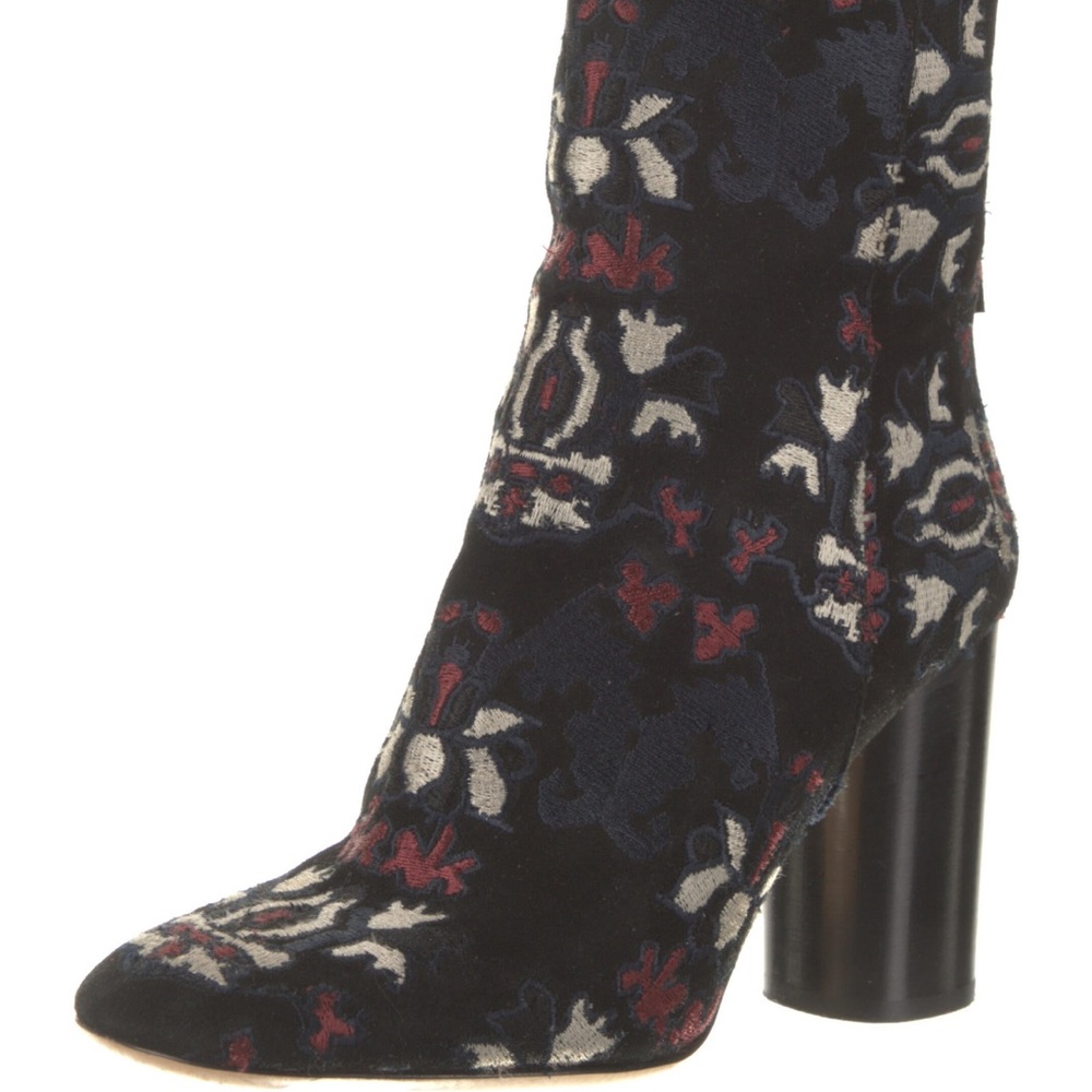 Isabel Marant Boots Guya Embroidered Black Chunky Heel Zip Size 38 (US 8) - Picture 2 of 6